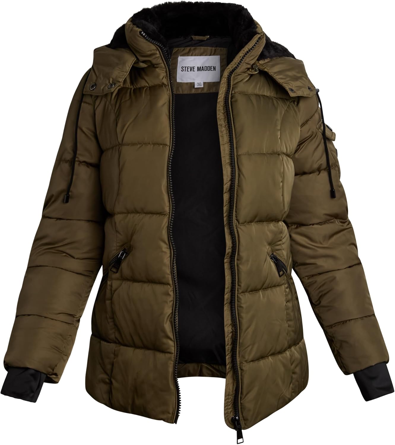 Steve Madden Womens Puffer Jacket - Insulated Faux Fur Lined Long Parka Womens Winter Coat - Heavyweight Jackets for Women - Image 5