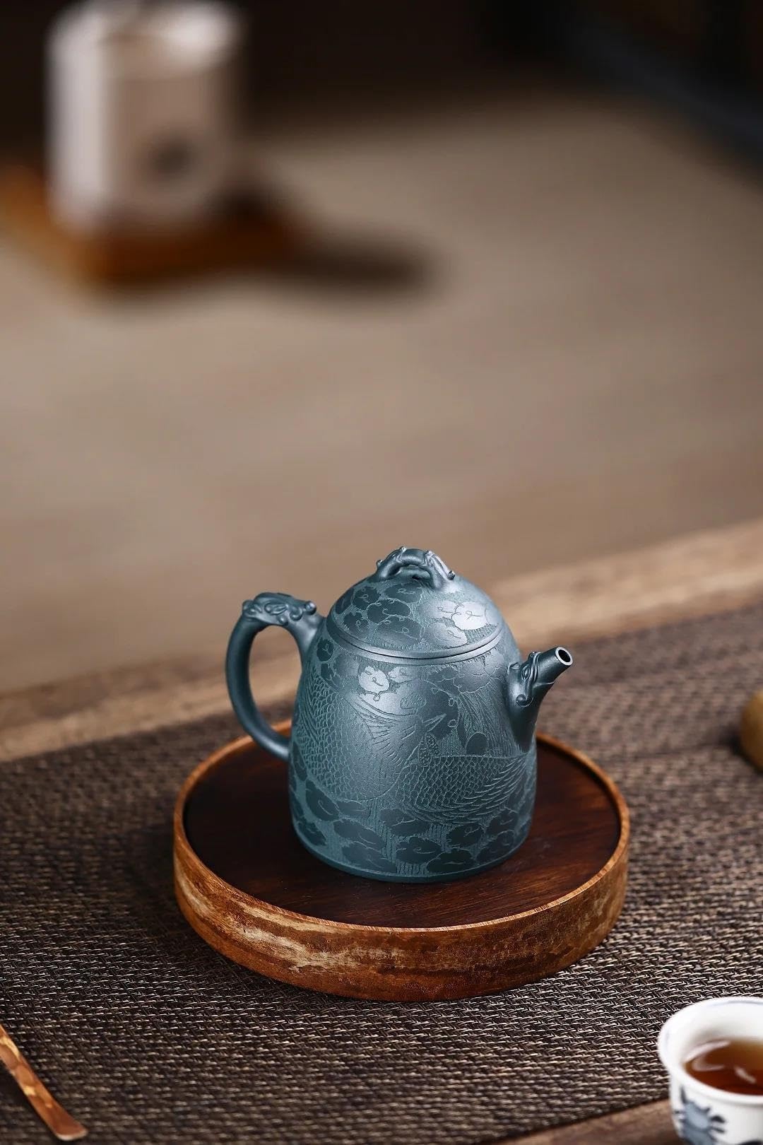 Zestaw do herbaty popołudniowej, ręcznie robiony dzbanek do herbaty z motywem smoka, chiński zestaw Zisha, kolekcja fioletowej gliny Yixing, 300 ml, zestawy do herbaty