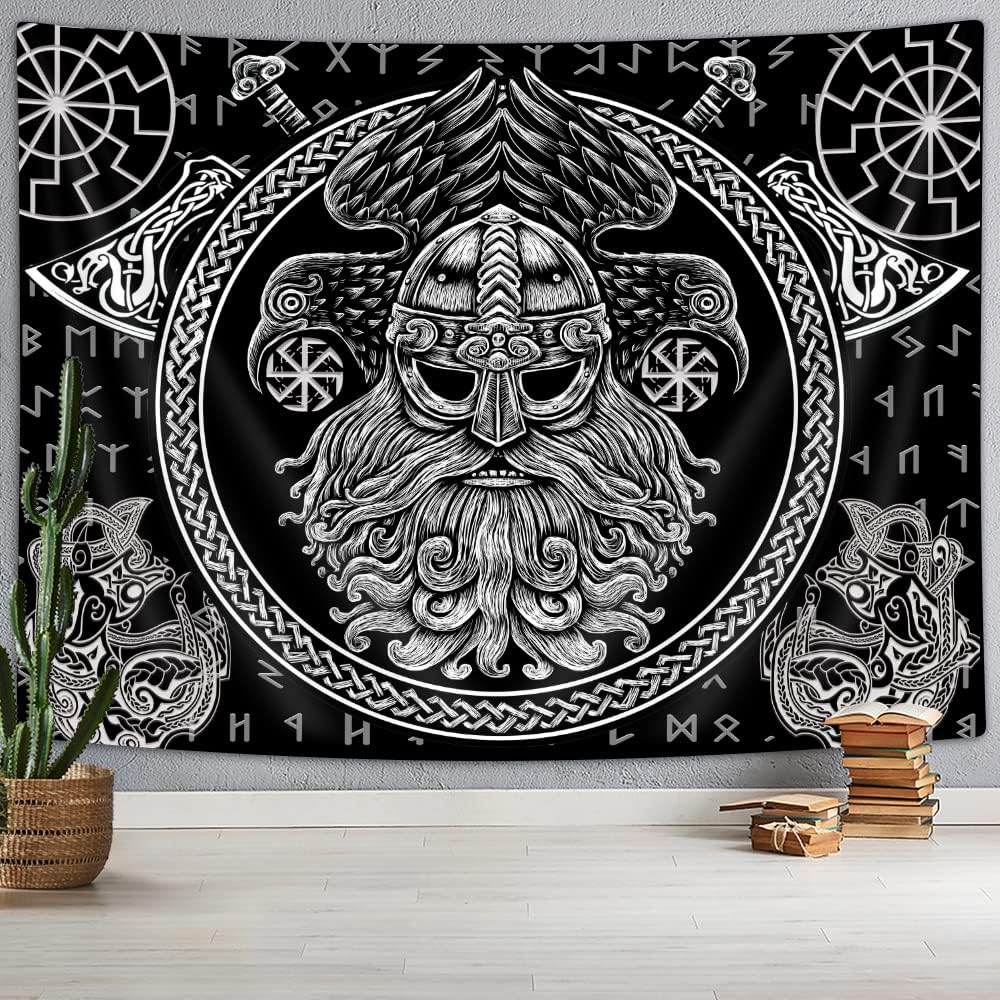 Amazon.com: Viking Tapestry, Norse Odin Warrior Sword Axe Raven ...