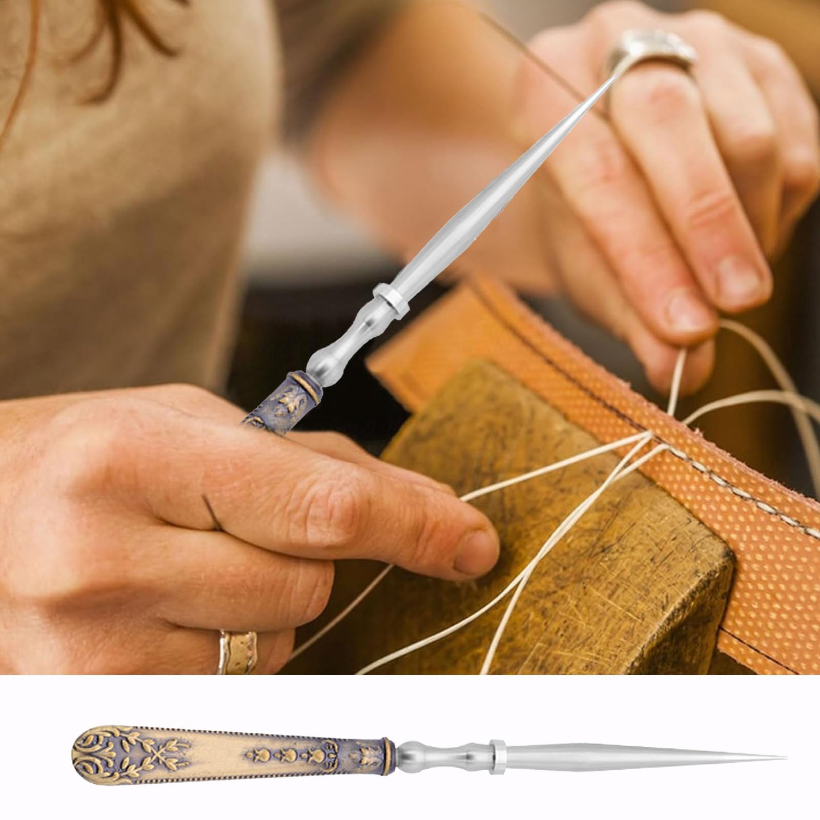 MRKU Poinçon de Couture, poinçon de Broderie Pratique, poinçon à gratter, Style européen, Outil, Accessoires d'artisanat pour Le Travail du Cuir