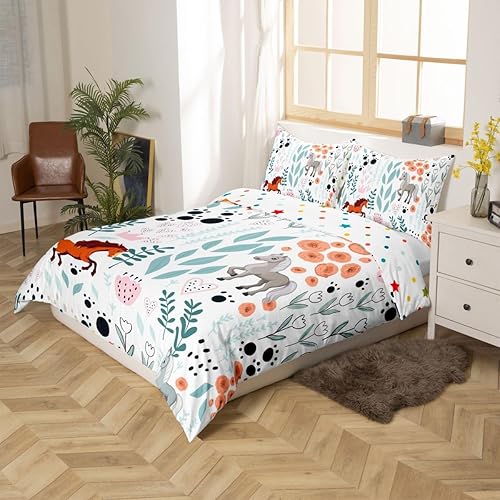 Vista 194 de Erosebridal Funda de edredón de zorro kawaii, juego de ropa de cama de zorro de dibujos animados, funda de edredón con 2 fundas de almohada para Fox