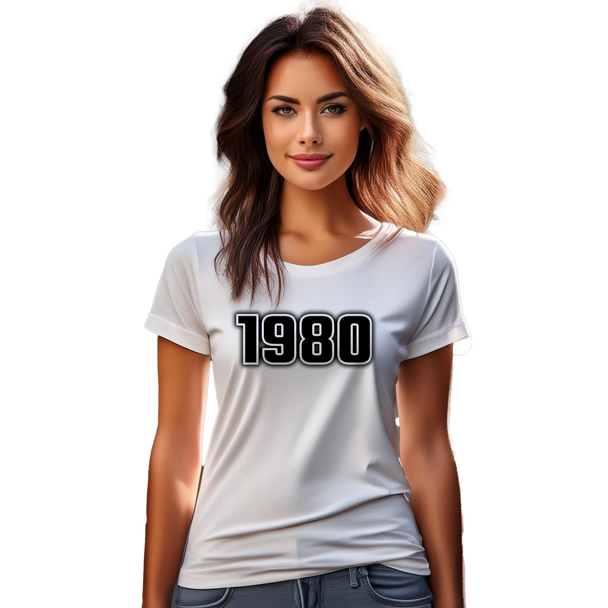 T-shirt 1980 femme blanc imprimé rétro vintage de haute qualité