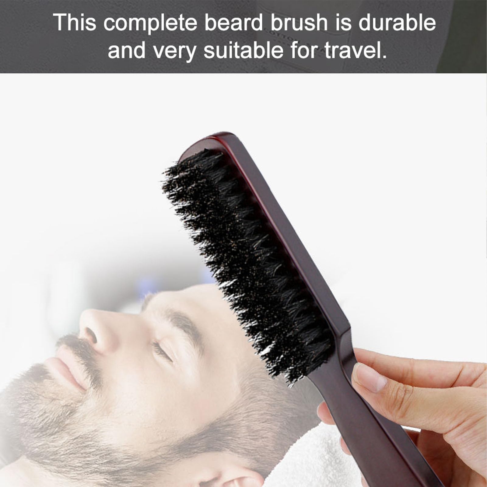 KARELLS Beard Brush, Men's Hair Brush, Boar Hair Brush, Black, 20 x 3 cm, All Hair Types, Men - Image 3