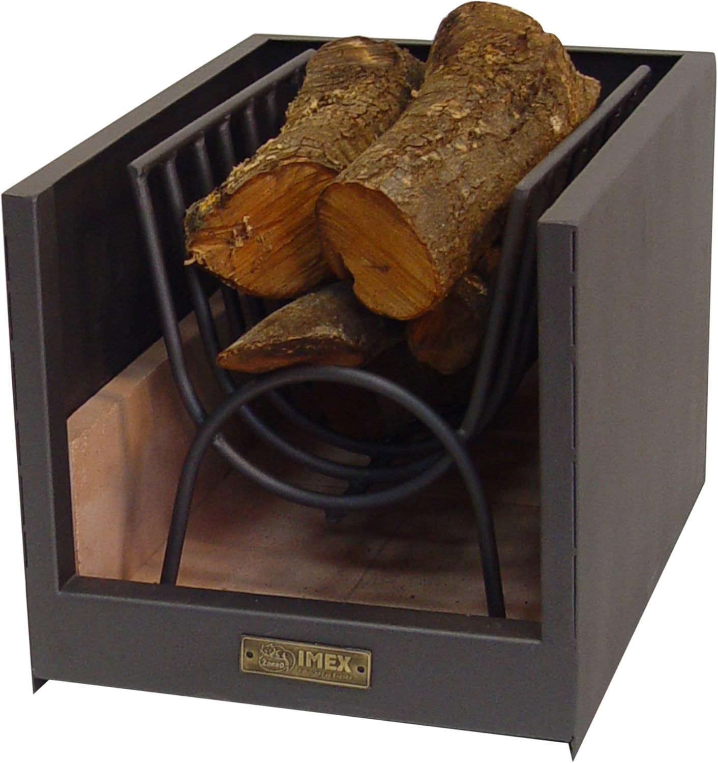 IMEX The Fox 71485 Firewood Drawer with Refractory Brick, 33 x 45 x 32 cm Firewood and Charcoal Barbecue, Black
