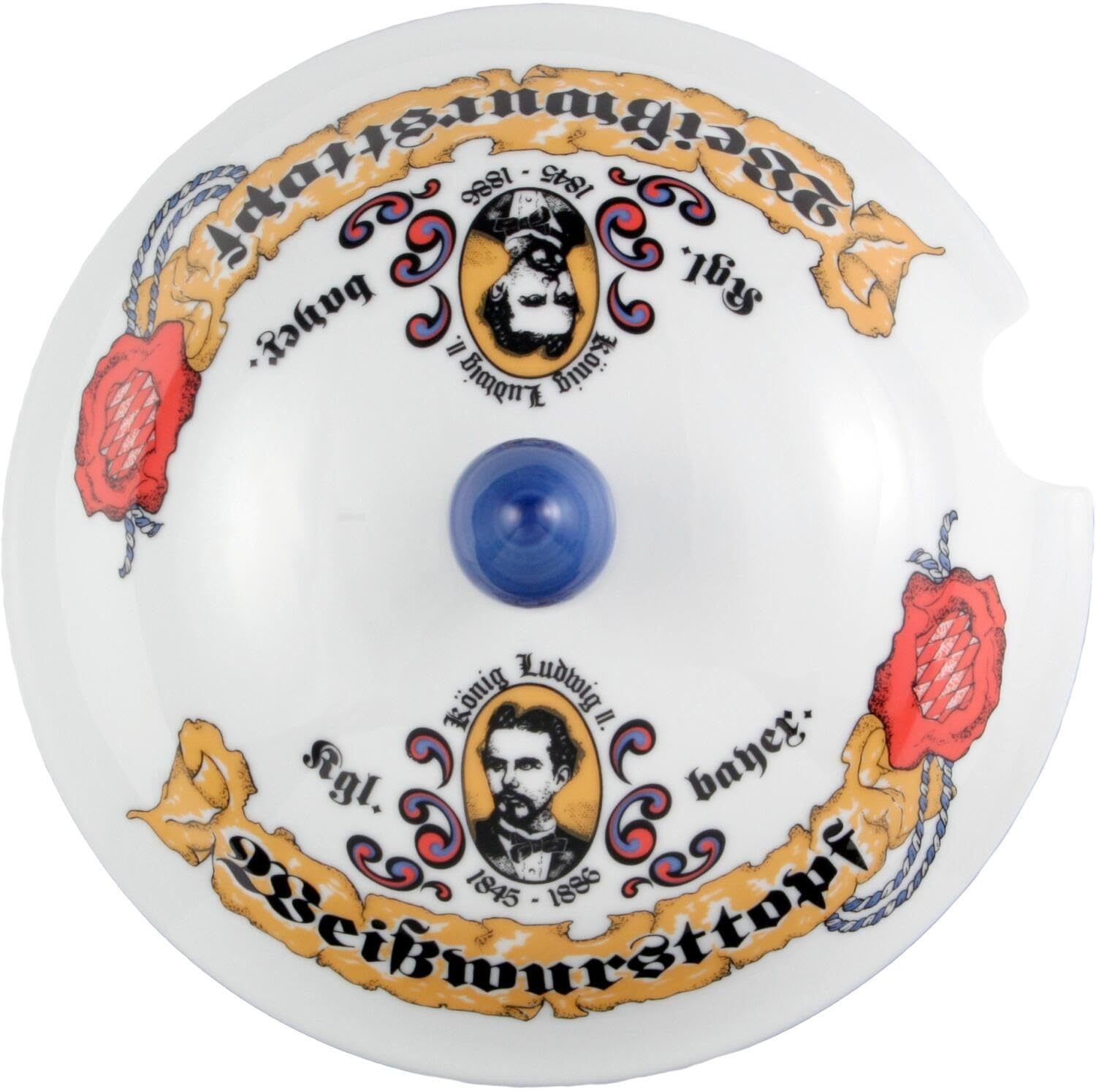 Seltmann 001.454952 Weiden Compact Porzellan Deckel zur Terrine Löwenkopf"Weißwursttopf" 2.00L Volumen, Bayern,Runden, Zeitlos, Mehrfarbig, Blau