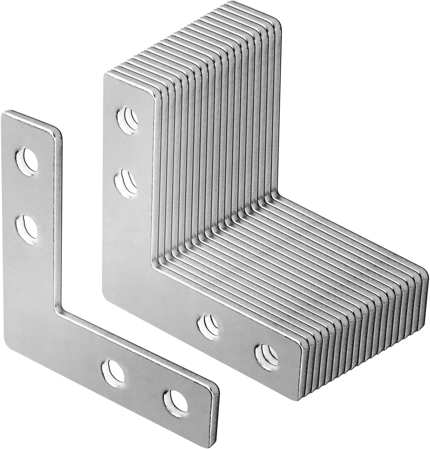 20 Pcs Steel Flat Corner Braces Connectors for 2020 Series Aluminum Extrusion Profile, Linear Rail Channel Bracket for 3D Printer CNC DIY (L Shape)