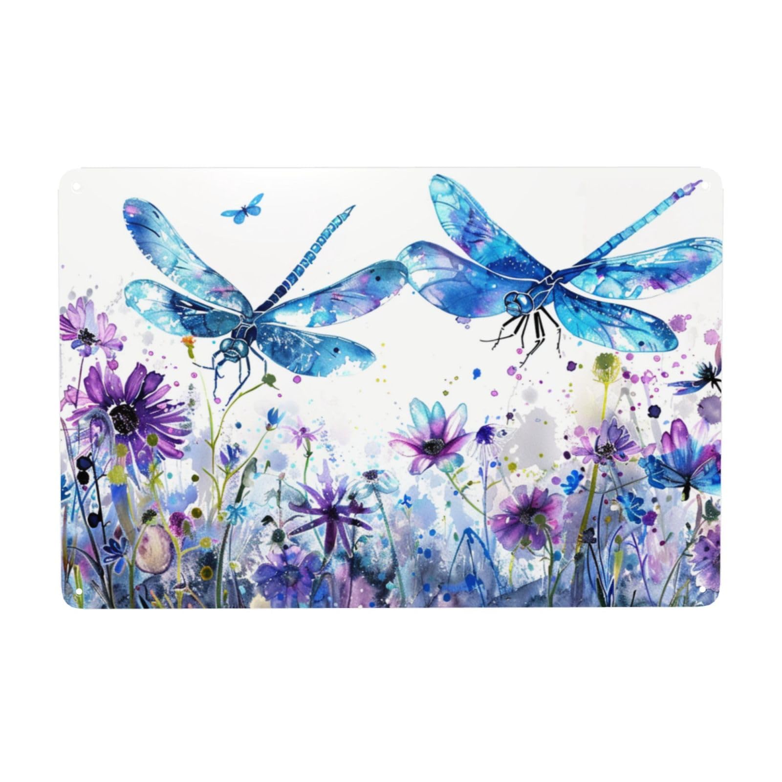 CDSASHCA Dragonflies and Blossoms Tin Sign,Rustic Metal Poster for Living Room,Office,Bar,Vibrant Decor,Exquisite artistic plaque,Practical Decorative