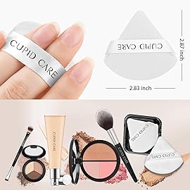 CUPID CARE 6 Pcs Triangle Powder Puff with 2 Travel Cases, Setting Powder Puffs for Face Powder and Foundation, Velour Makeup Puff for Loose Powder Body Powder, Skin-Friendly, Beauty Makeup Tools