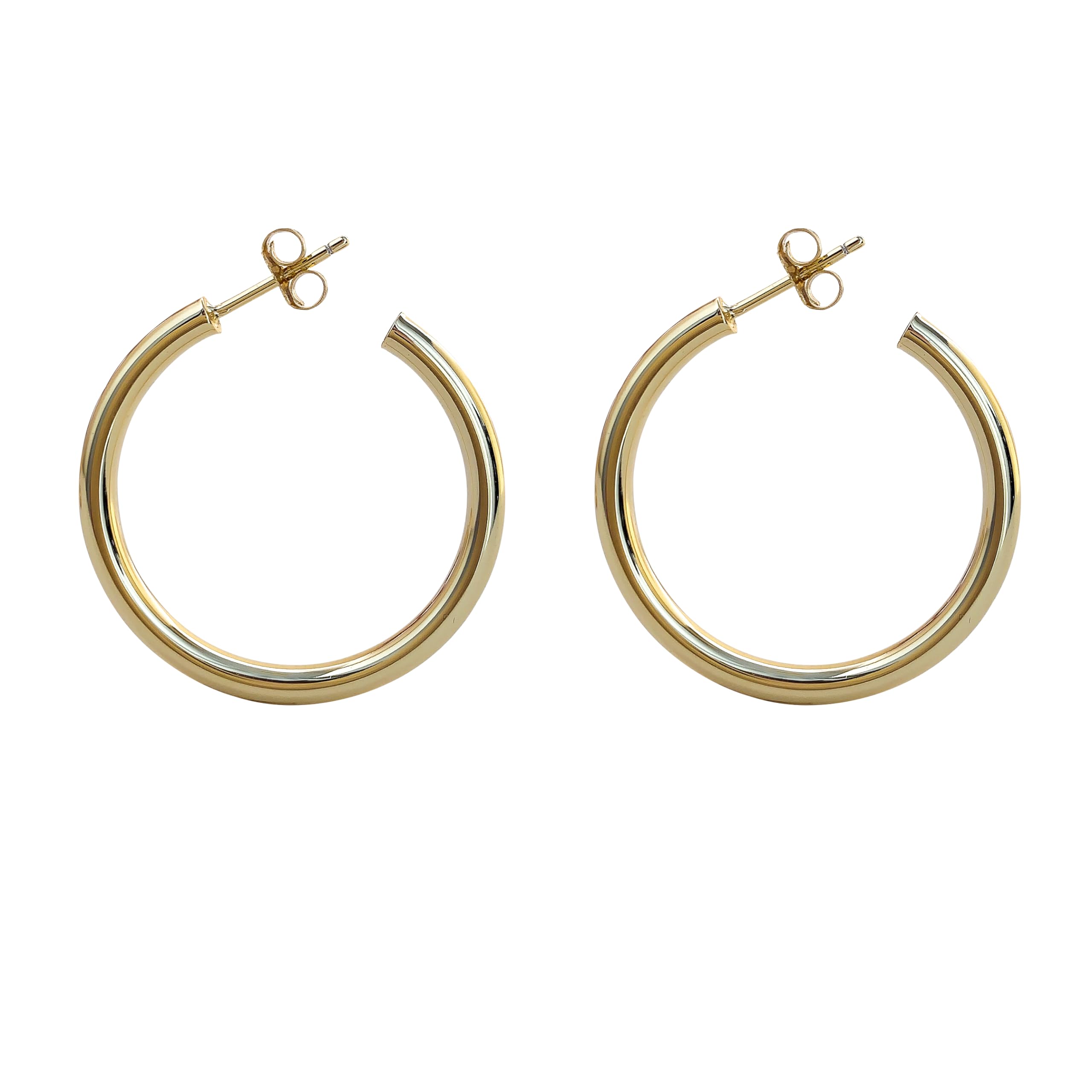 H'HelenPendientes de aro de plata de ley S925 baño en oro 14k para mujer niña 20mm y 30mm ligeros -H'HELEN