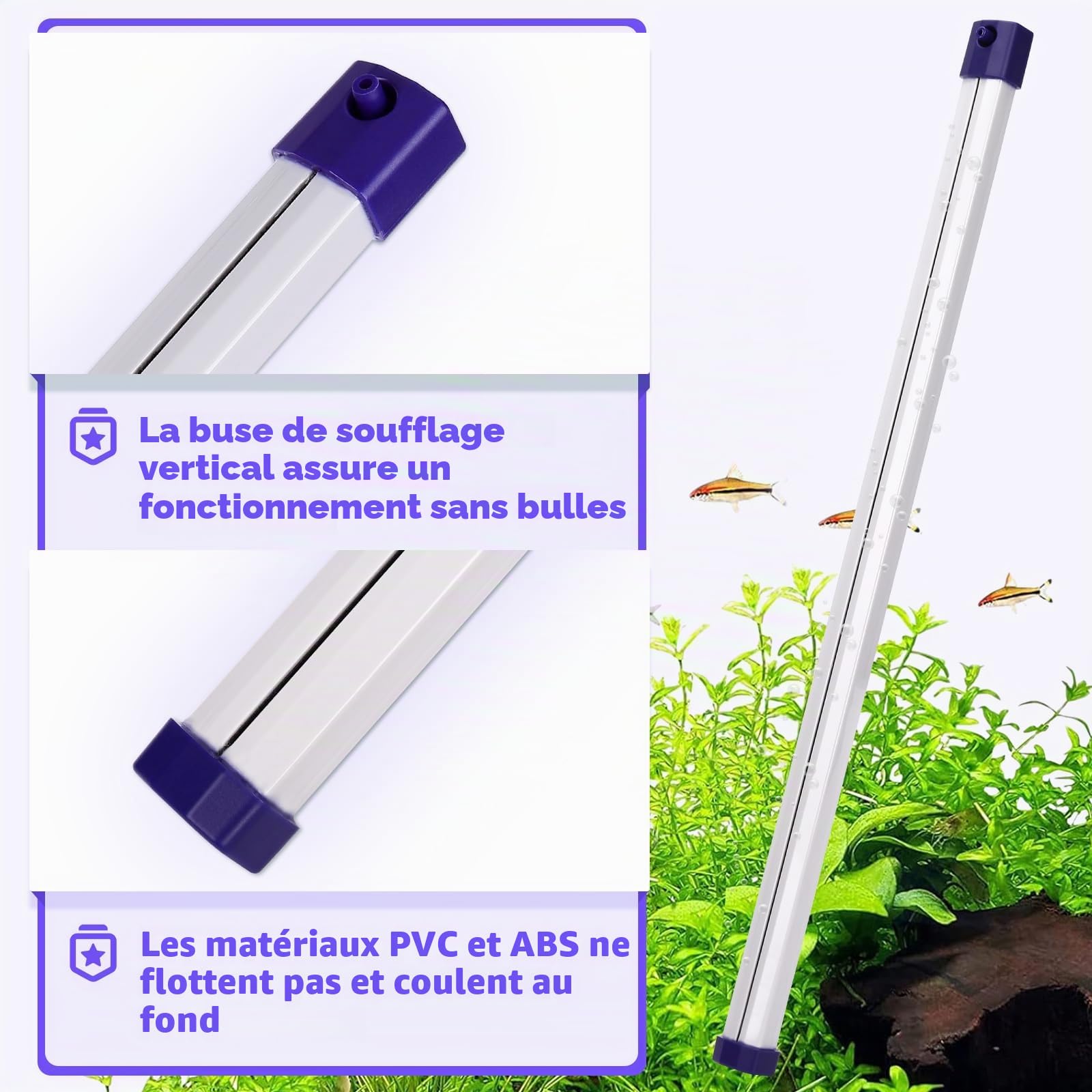 hygger Bulleur Aquarium Pierre à Air, Diffuseur Air Aquarium, 43CM Aquarium Bubbler avec Tuyau, Pierre Diffuseur Air Aquarium pour Eau Douce et Eau Salée