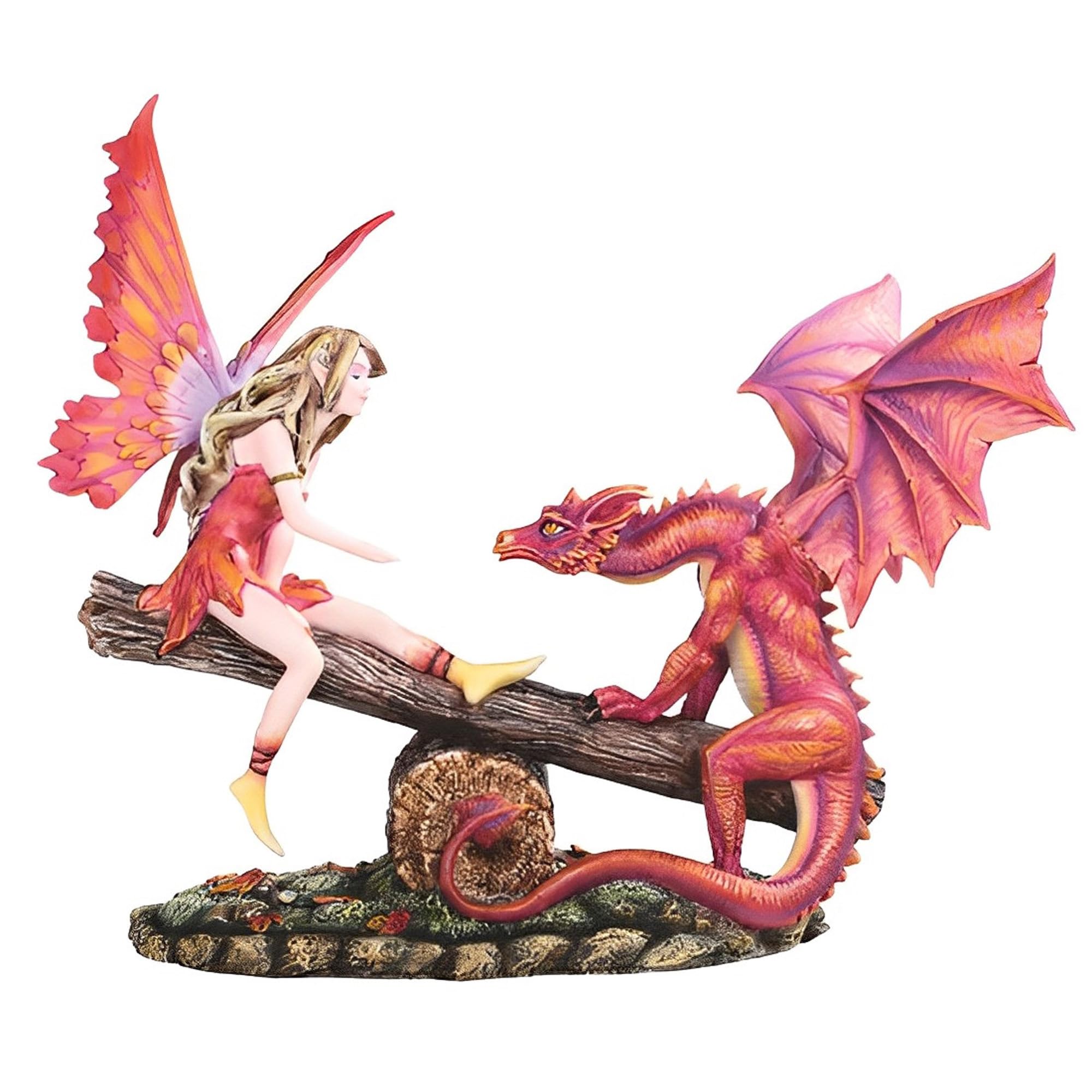 Statuette de fée rouge et dragon ICE ARMOR, objet d'art de 27,9 cm pour salon