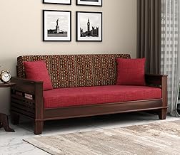 PS DECOR Solid Wood Sofa Cums Bed for Living & Bedroom | 3 Seater Sofa Cums Bed (Walnut Berry Diamonds)