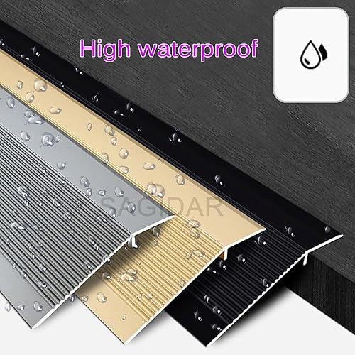 Miniatura 4 de Aluminum Carpet Edge Trim, Adhesive Flooring Transitions, Metal Threshold Ramps Width 10cm, Transition Board for Height Difference 1-3.5cm, Threshold