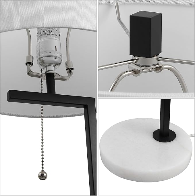 Lámpara de Mesa Moderna Negro 24.5" con Pantalla de Lino miniatura 5