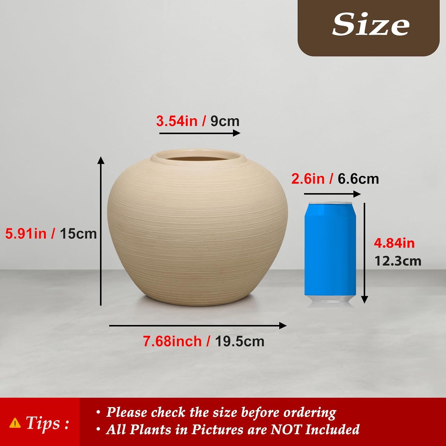 Ceramic Flower Vase Round Textured Vase,Farmhouse Vase Terracotta Rustic Vases for Home Decor for Living Room,Dining Table Decor,Shelf Decor,Centerpiece