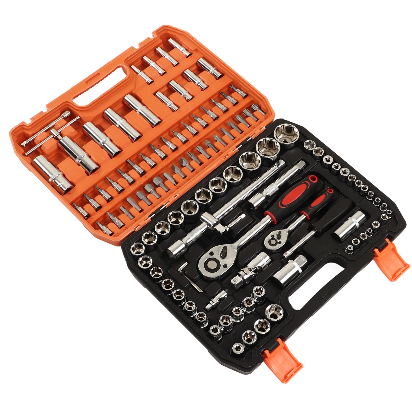 Set di Strumenti di Riparazione Meccanica Durevole a 108 Pezzi per Manutenzione del Motore e dei Pneumatici, Kit Assortimento Socket Impatto per Riparatori Auto e Appassionati Fai--te, Materiale in