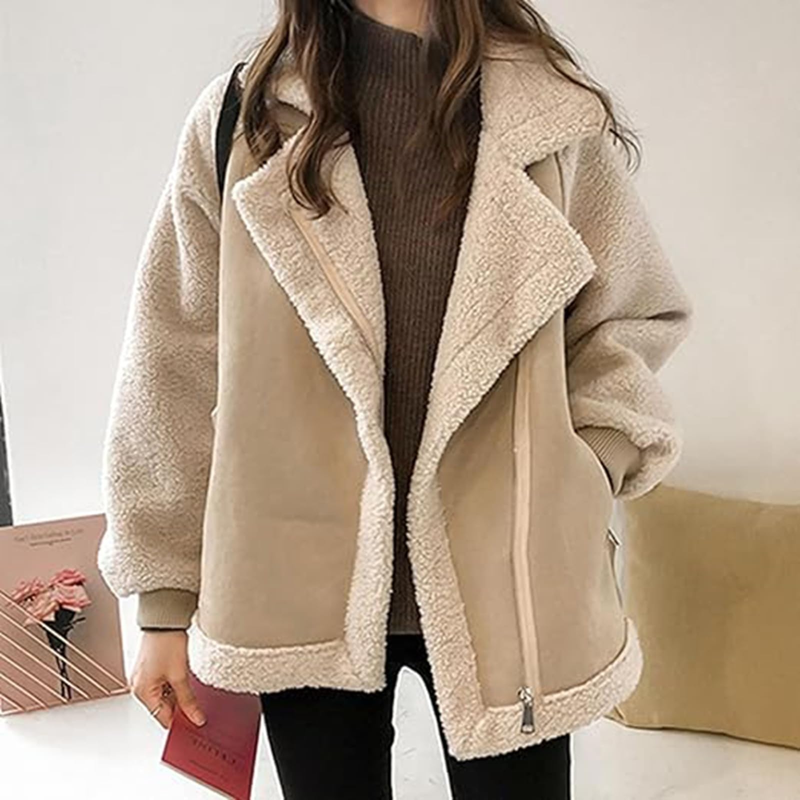 Chaqueta Mujer Invierno Abrigos de invierno mujer 2024 Chaqueta polar informal corta cálida lana bolsillos