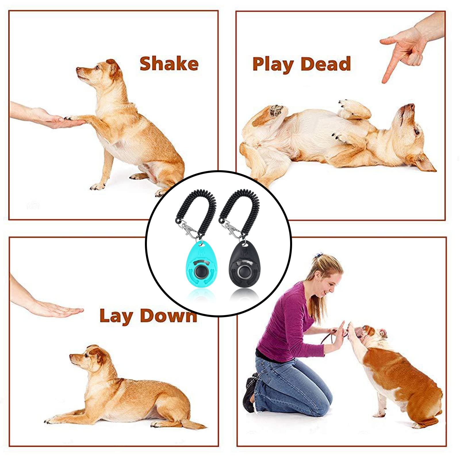 2 Pezzi Clicker per Cani, Formazione Clicker, Training Clicker, Clicker Professionale con Cinturino da Polso per Cane Gatto Cavallo