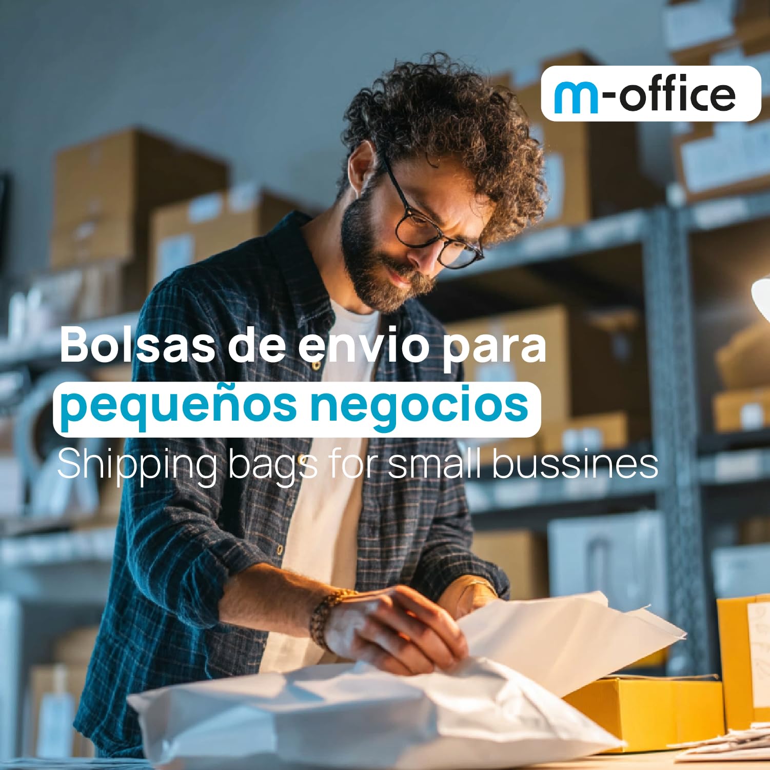 m-office Bolsa Envío 50 uds S (200×250+50 mm) – Sobres envíos | Bolsas Ropa vinted | Embalaje Paquetes Shipping Bags | Envíos Online