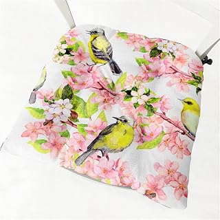 Cojines para Silla con Correas de Sujeción, Estampado Pack 2 Cojín Decorativo de Asiento Cojines Acolchados de sillas para Terraza Jardín Sala Balcón (Flor de melocotón,40x40cm)