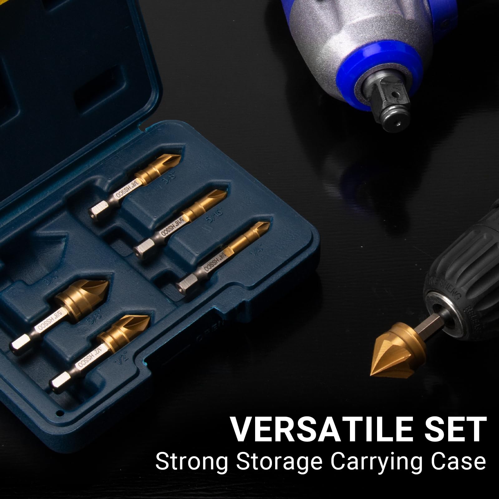 6-teiliges M35 Kobalt-Senkerbohrer-Set Mit Koffer – Größen 1/4" Bis 3/4", 82°, Für Metall & Holz, 1/4" Sechskantschaft