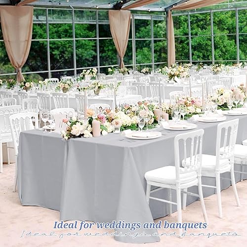 Miniatura 276 de Paquete de 4 manteles redondos blancos de 120 pulgadas – Mantel circular de poliéster para mesa redonda, resistente a las manchas y a las arrugas
