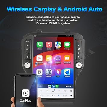 14.4 Inch Android 13 Car Stereo for Ford Mustang 2015-2020 Radio Upgrade Tesla Style Dash IPS Touch Screen Android Auto GPS Navigation Head Unit Audio Multimedia Player (SYNC3, 8+128GB)