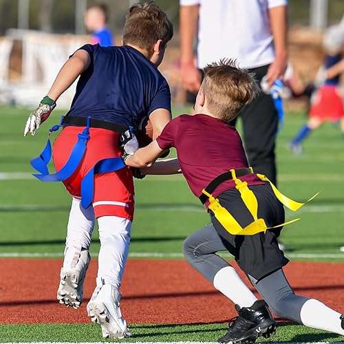 Vista 74 de Hungdao Cinturones y banderas de fútbol para 12 jugadores, cinturones de fútbol ajustables para niños, adolescentes, adultos, entrenamiento en Rojo