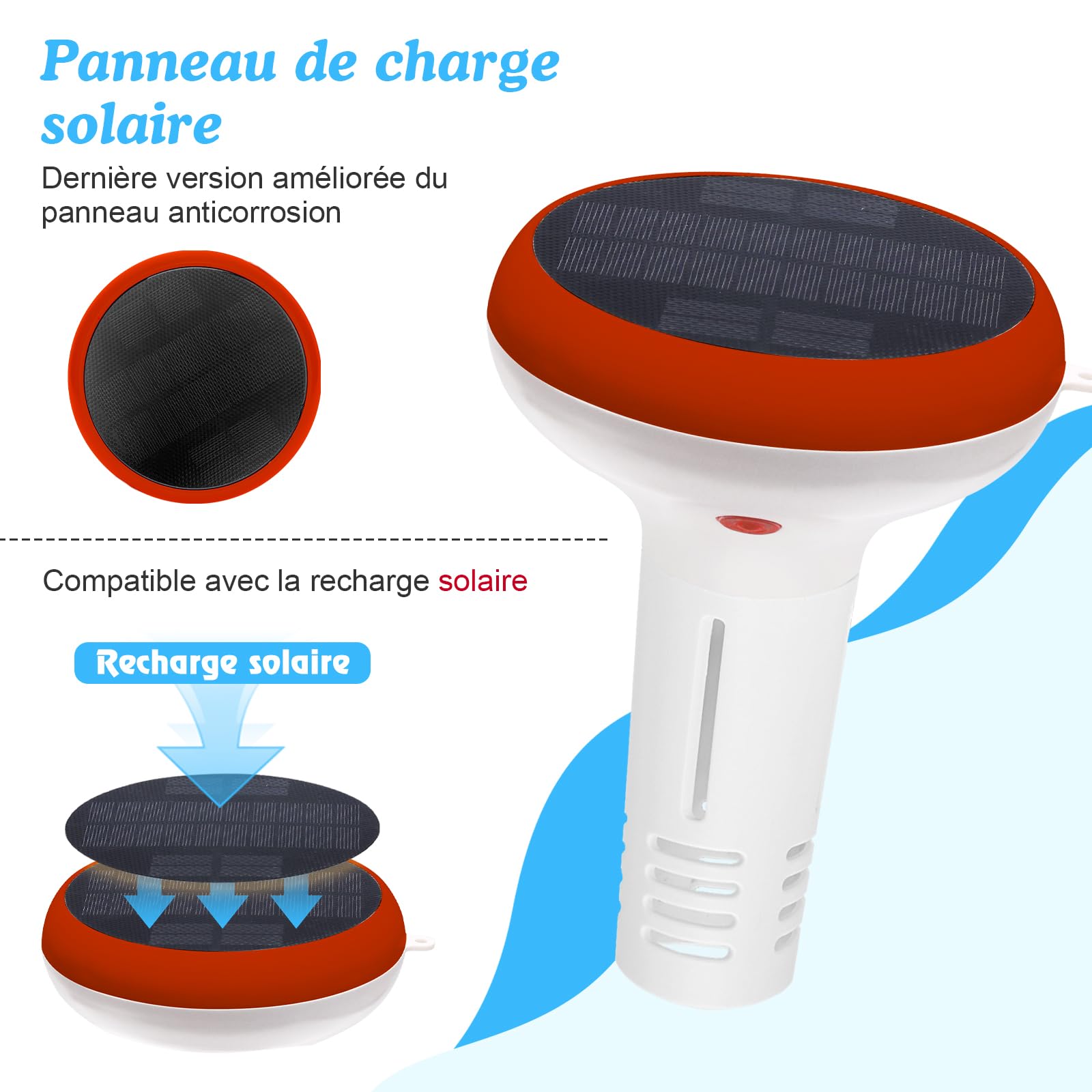 YINMIK Moniteur Intelligent pour Piscine,Lecteur de Sel Solaire | pH-Mètre Numérique pour Piscines d'eau Salée, Testeur 5 en 1 (pH, salinité, EC, TDS, température) pour Piscines Extérieures