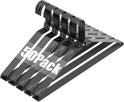 Wire Metal Clothes Hangers Bulk 50 Pack, Slim Space Saving Black
