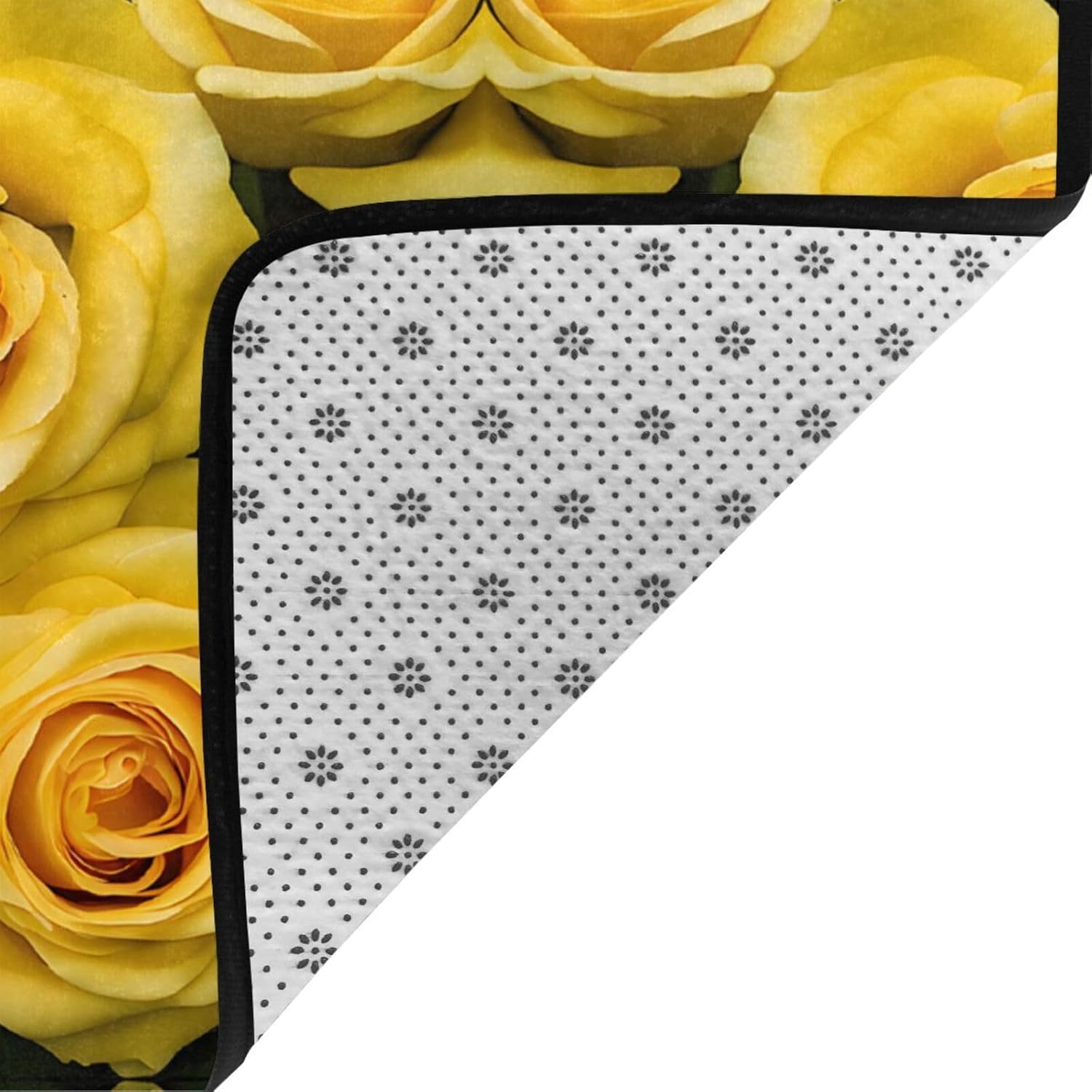 Flannel Non-Slip (Yellow Roses) Rug Pad 80×50in Soft Washable Protective for Hardwood Floors Bedroom Bathroom Living Room