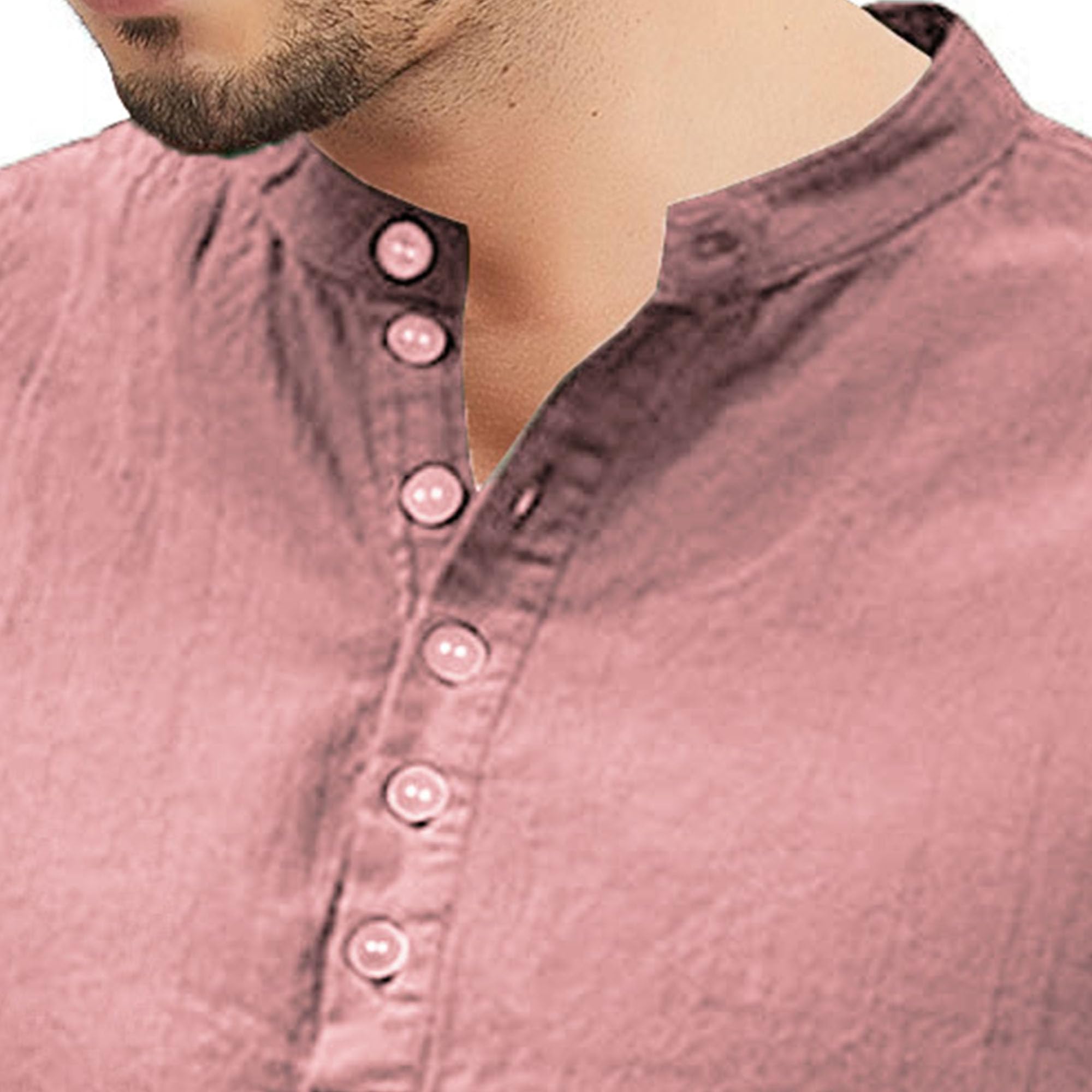 Mens Linen Cotton Henley Shirts Long Sleeve Beach Shirt Casual T-Shirt Lightweight Hippie Yoga Tops (3X-Large,Red)