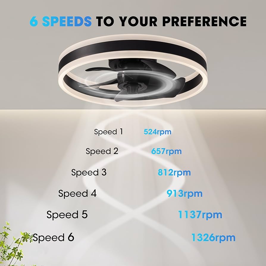 LUDOMIDE Ceiling Fans with Lights and Remote Flush Mount