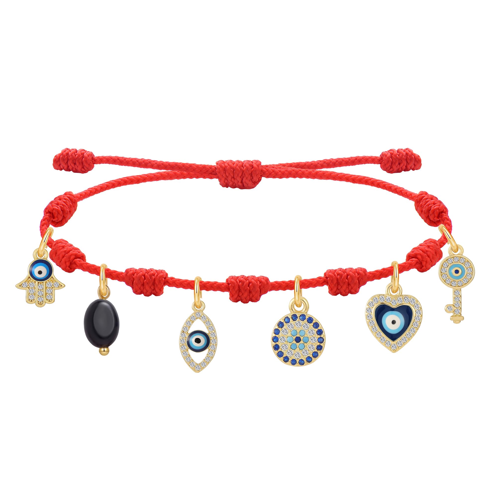 Handmade Red String Evil Eye Bracelets Cross Pendant Accessories Protection Bracelet,Powerful Handmade Bracelet for Women (Red) (red-5)