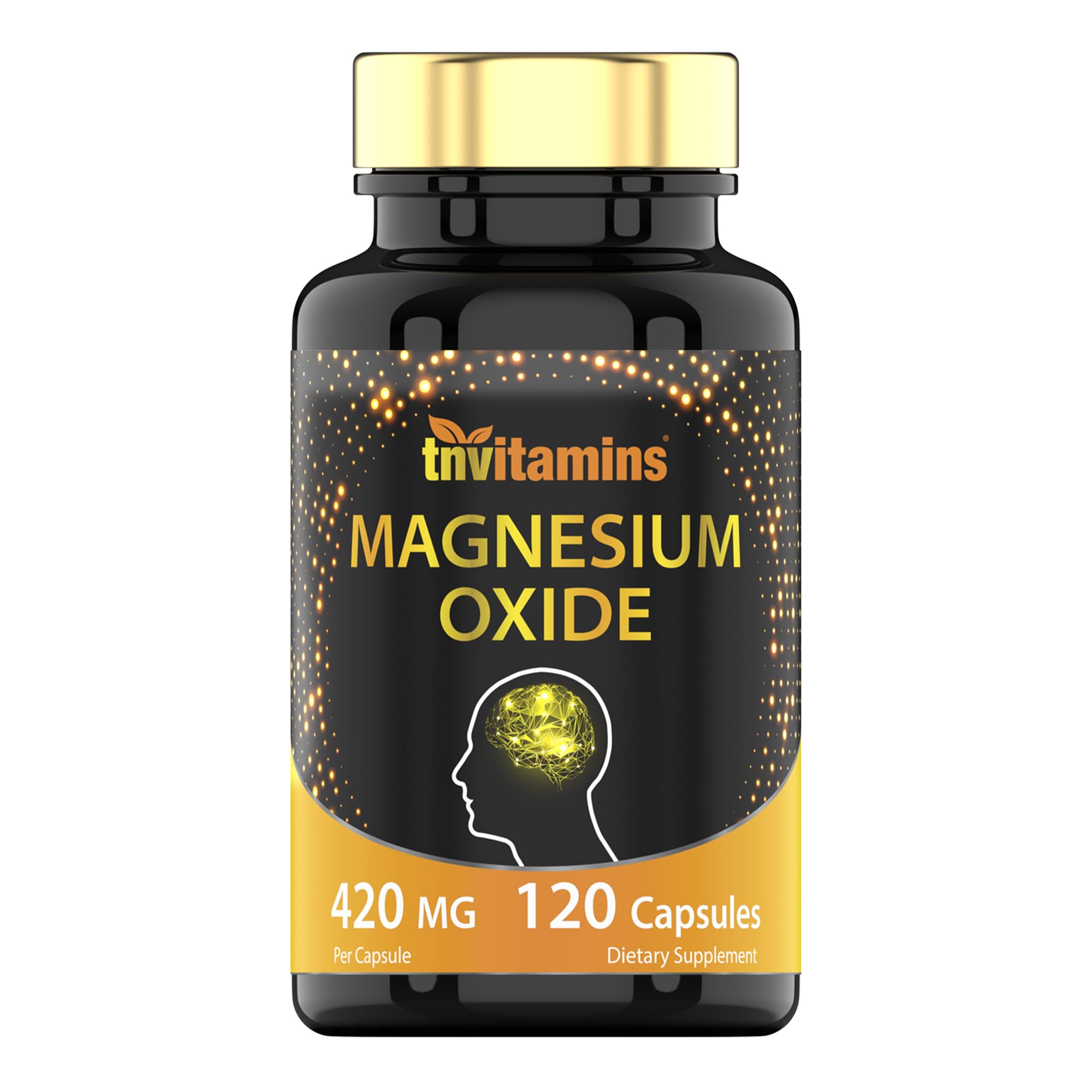 tnvitamins Magnesium Oxide 420mg - 120 Capsules | 4 Month Supply! | 100% Daily Value of Magnesium Oxide in One Capsule | Oxido de Magnesio | Non-GMO, Made in the USA