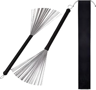 luvilly2 Pieces Retractable Drum Brushes,Brush Drum Sticks, Comfortable Rubber Handles for Drummers