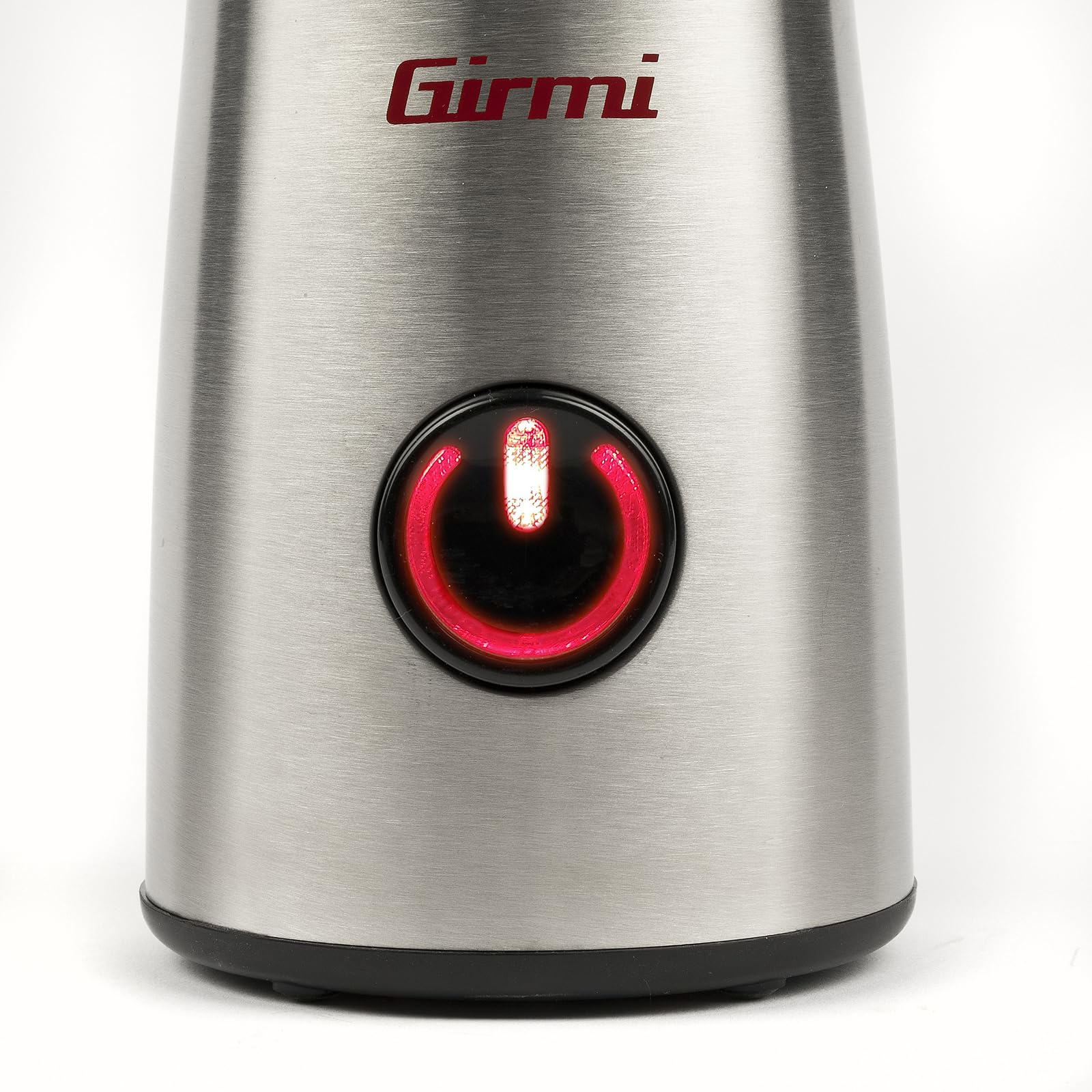 Girmi Electric Molinillo de café, 150 W, Acero Inoxidable, Capacidad 50 g, Cuchillas de Acero Inoxidable, Botón con Retroiluminación, Dispositivo de Seguridad, Moderno