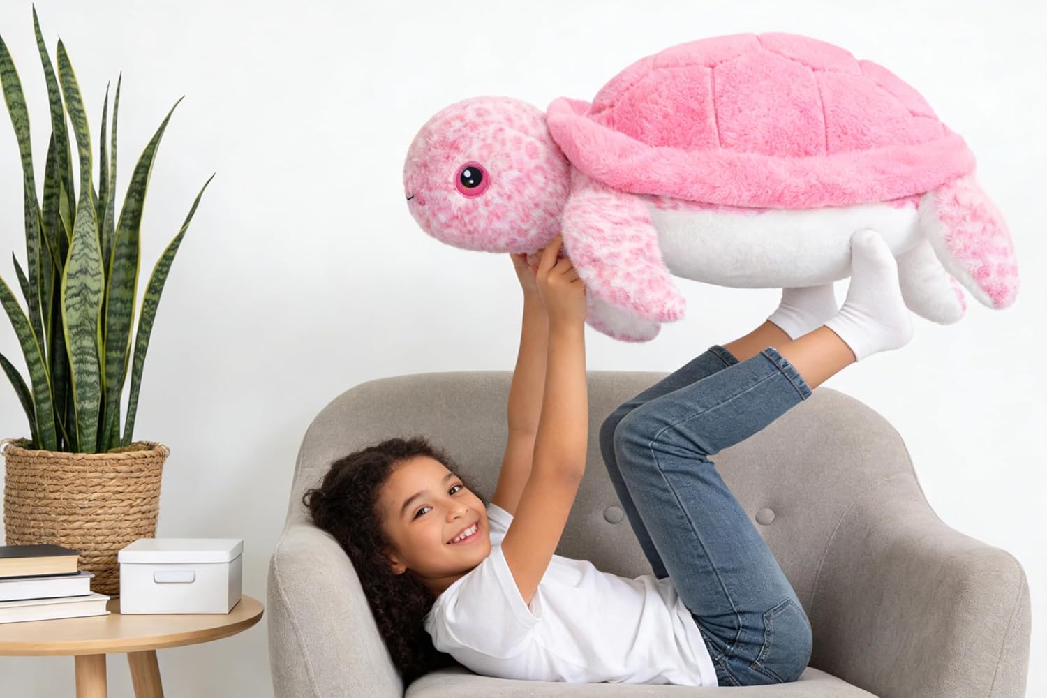 IKASA Giant Sea Turtle Stuffed Animal Plush Toy,Big Large Jumbo Soft Toys,30" Cute Huge Size Fat Fluffy Plushy Plushie,Gifts for Kids(Pink)