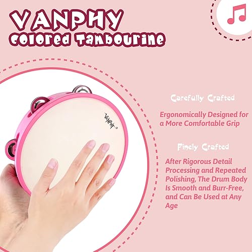 Miniatura 2 de Pandereta para adultos de 8 pulgadas, panderetas de metal, tambor de pandereta ABS, instrumento de percusión musical para fiesta de KTV de iglesia