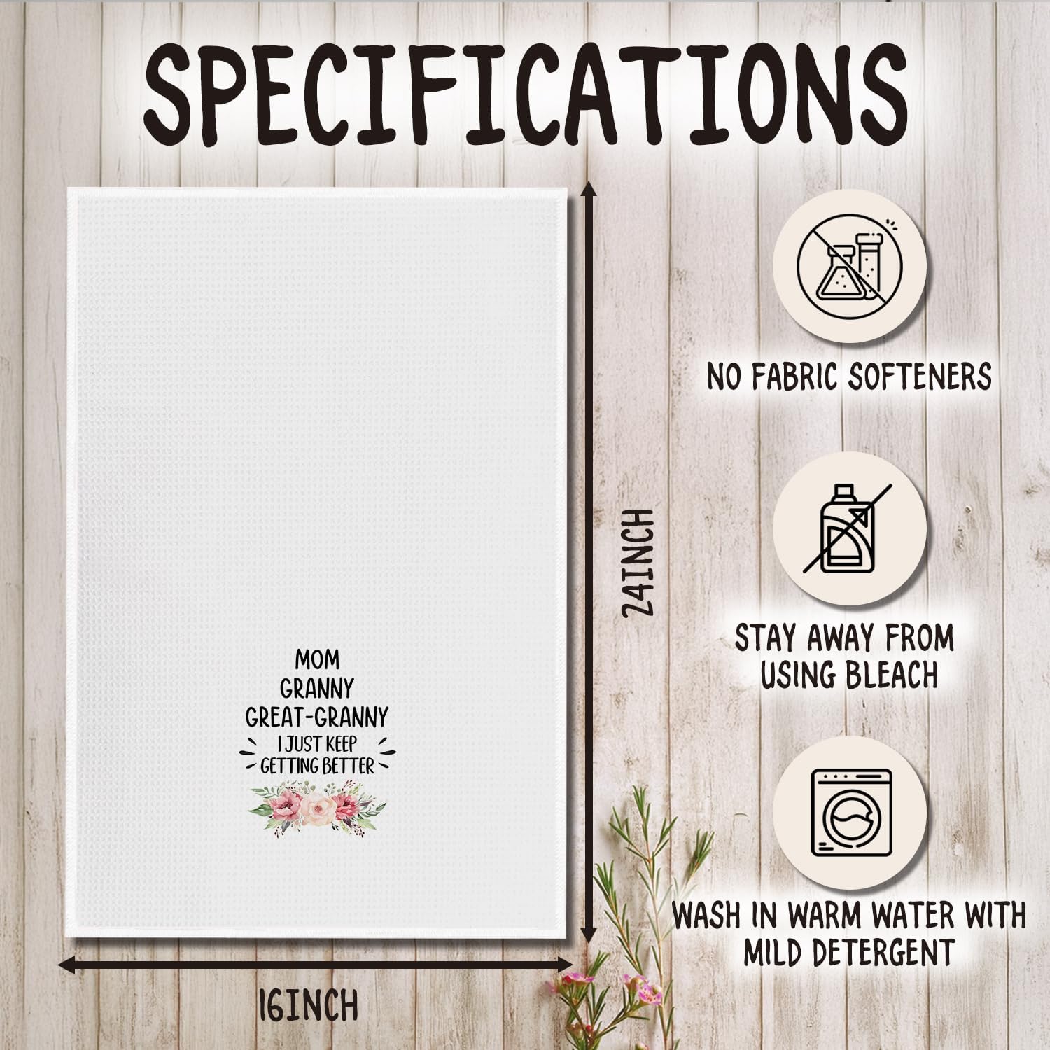 Great Granny Gifts Kitchen Towels, Pregnancy Baby Announcement for Granny Grandma Dish Tea Towels, Great Grandmother Gifts Decorative Hand Towel for Kitchen Bathroom, 16x24 Inch - Image 6