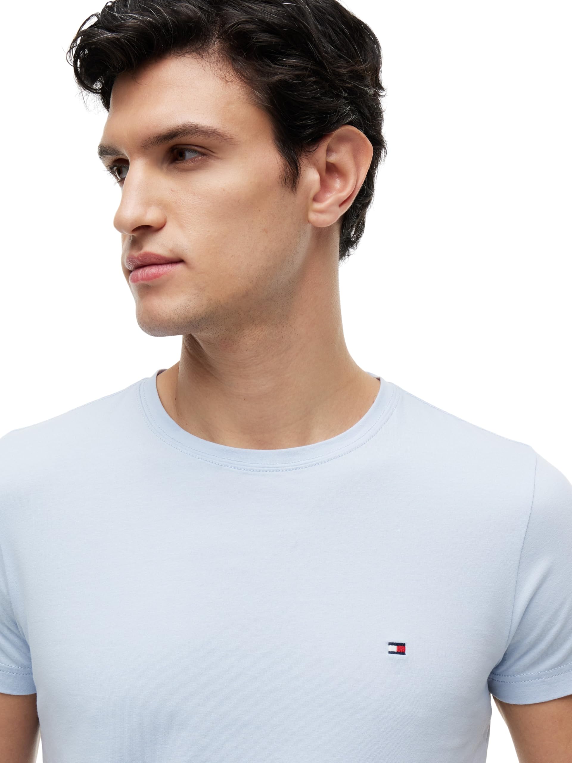 Tommy Hilfiger - Koszulka męska - Koszulka z logo dla mężczyzn - Koszulka z okrągłym dekoltem Męska - Tommy Jeans Logo - 100% bawełna organiczna Jersey, Niebieski bryzowy, 3XL