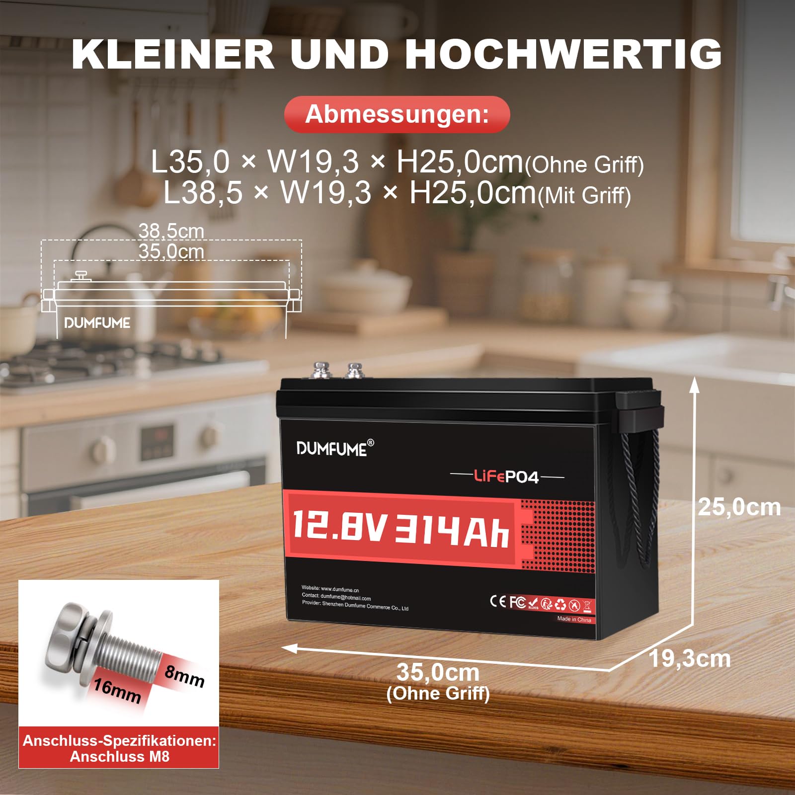 LiFePO4 12V 300Ah (314Ah) Lithium Batterie | 4019Wh 200A BMS Solarbatterie 12V mit Tieftemperaturschutz, Ideal für Wohnmobile, Solaranlagen und netzunabhängige Systeme