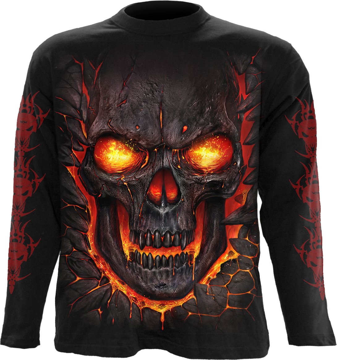 Spiral Men's Black Skull Lava Longsleeve T-Shirt Large