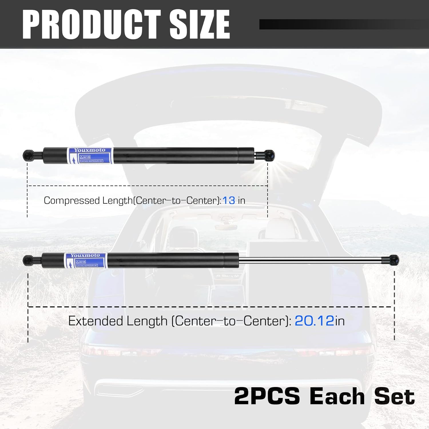 Rear Hatch Liftgate Tailgate Lift Support Struts fit for Toyota Highlander 2008-2013 Gas Spring Shocks for SG229037, Pack of 2