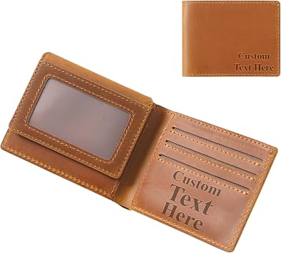 HIFA Personalized Leather Wallet for men, Mens wallet Soft Touch Rustic Leather, RFID blocking, Extra Capacity with 2 ID Slot, Compact Convenience and Ideal Gift - Mens Wallet with 8 Card Slots