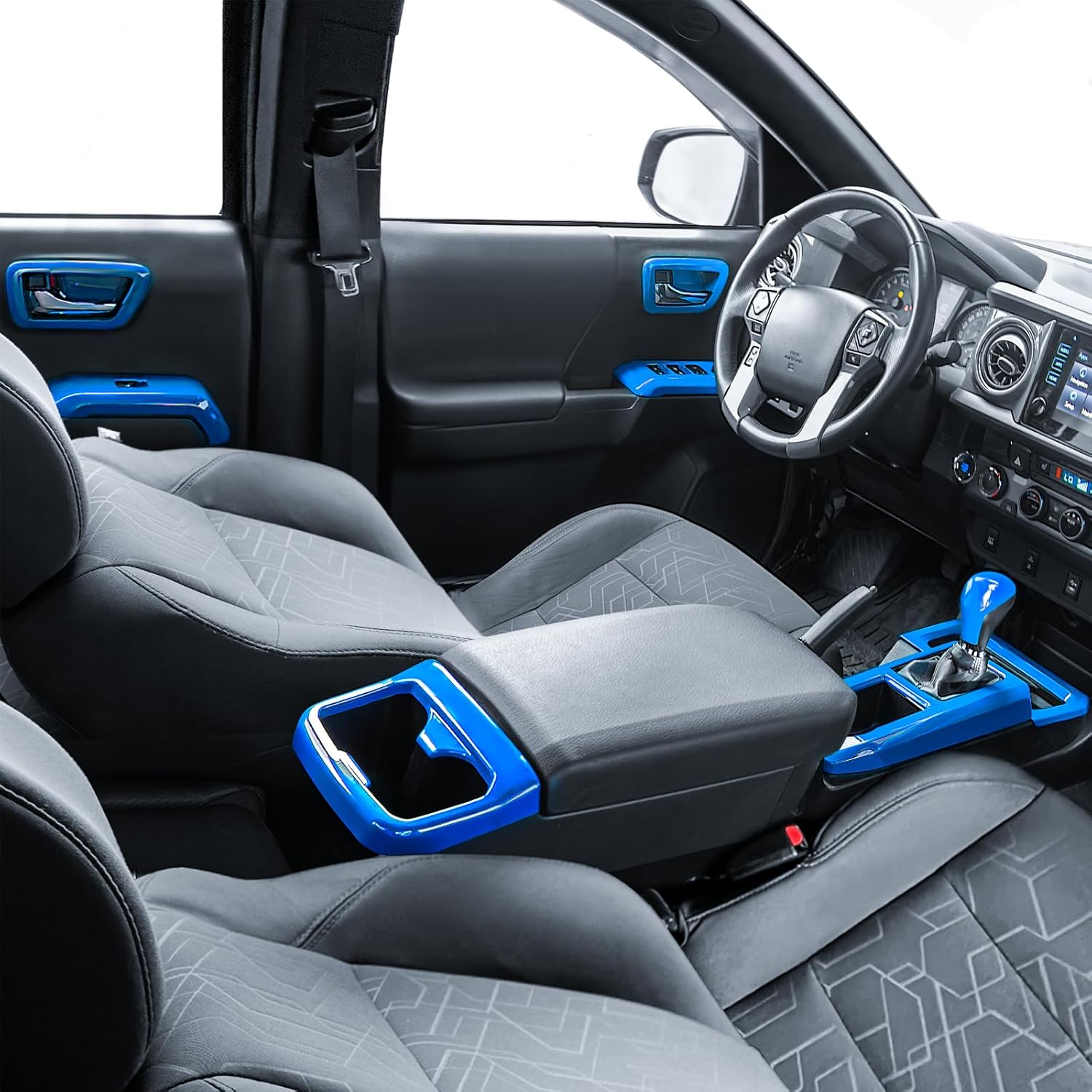 Tacoma Interior Modifications, Moulding Cover Trims Custom Fit for Tacoma Gen 3rd (2016-2023) Crew & Double Cab, (Outfit 02, Blue)