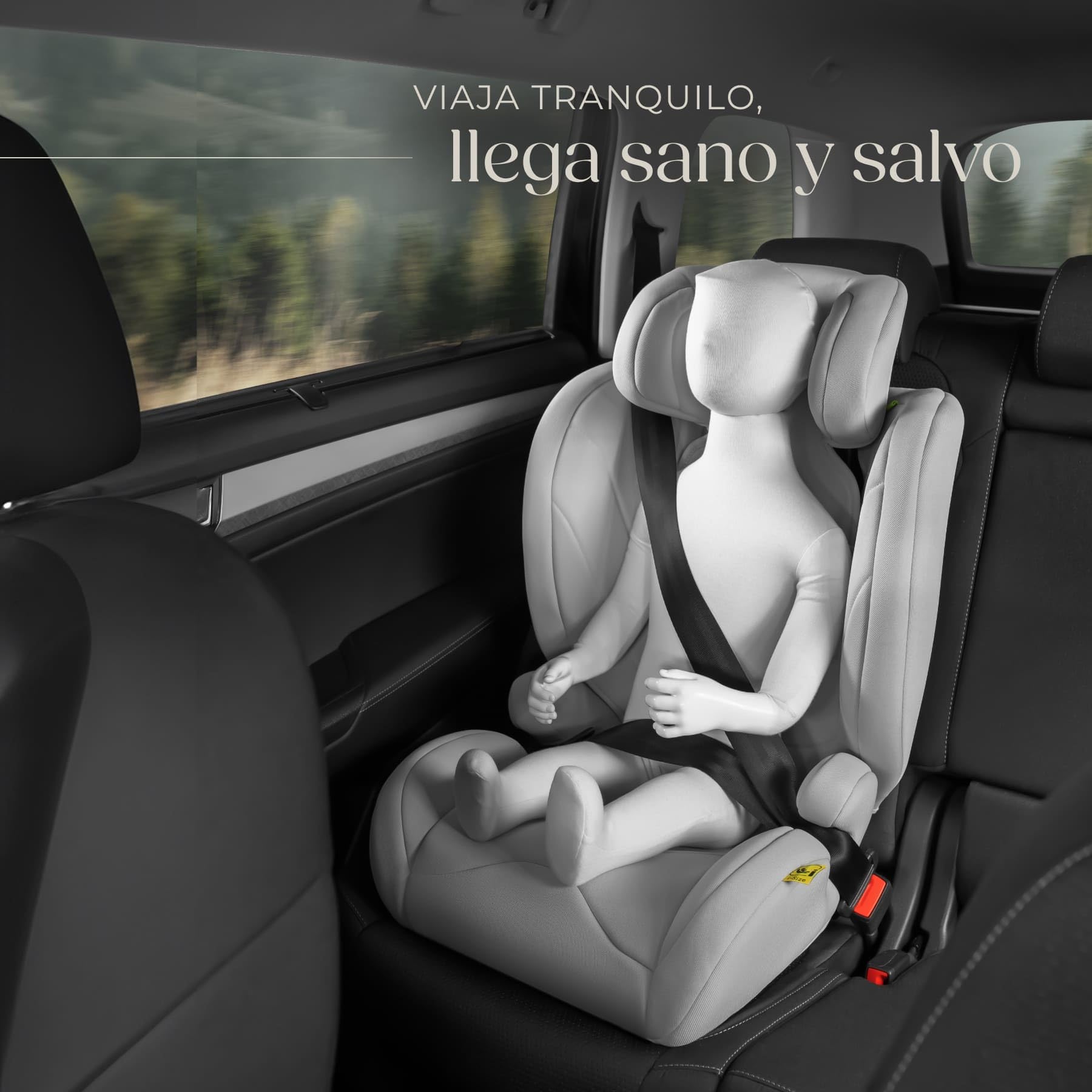 tectake® Silla de Coche Infantil, Homologada i-Size ECE R129, Con ISOFIX, Cinturón de 3 Correas, Reposacabezas Regulable, Acolchado Extragrueso, Hatsa 36 Kg, Funda Extraíble, 100-150 cm - gris claro