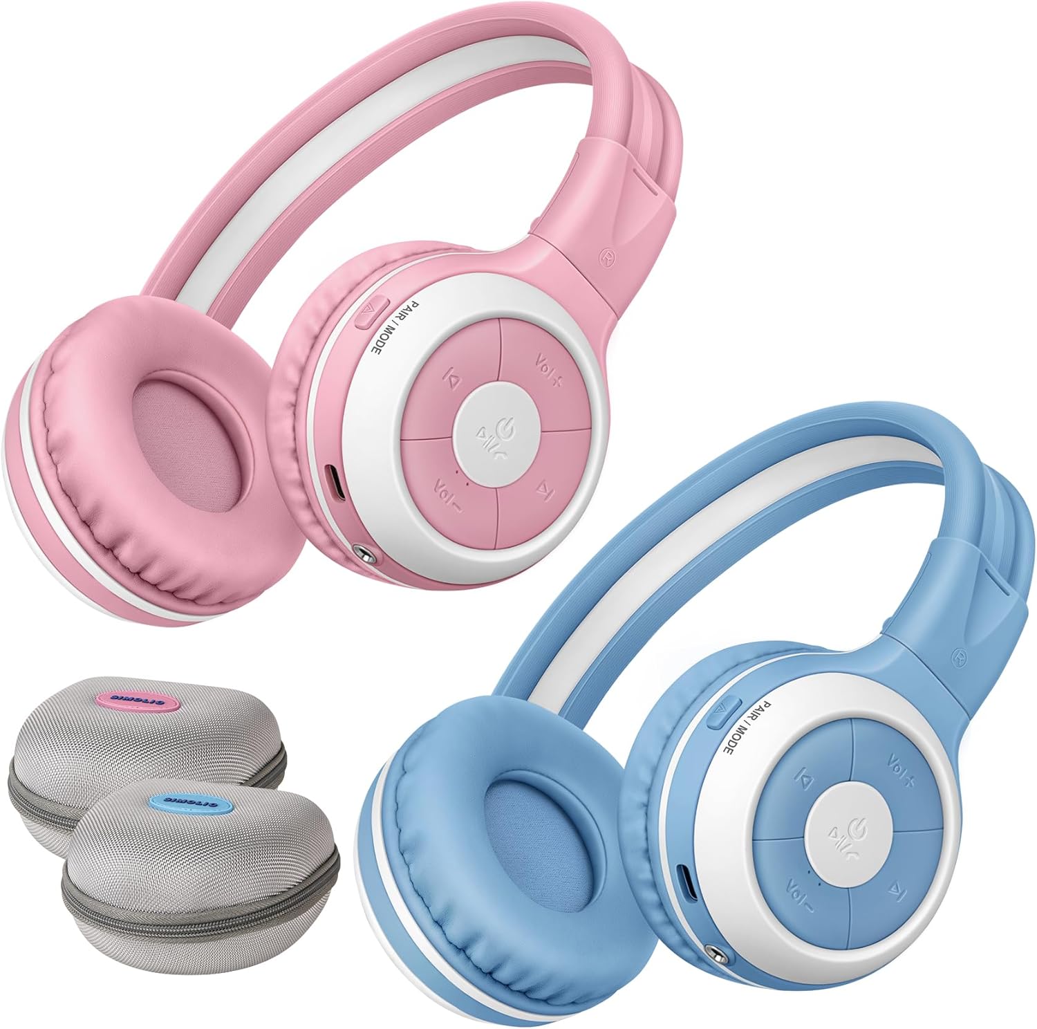 SIMOLIO Kids Headphones, Wireless IR Car Headphones (Not Bluetooth) and Auracast Wireless Bluetooth Kids Headset with Mic, Durable, Foldable, Travel, Perfect for Siblings, Car DVD, School