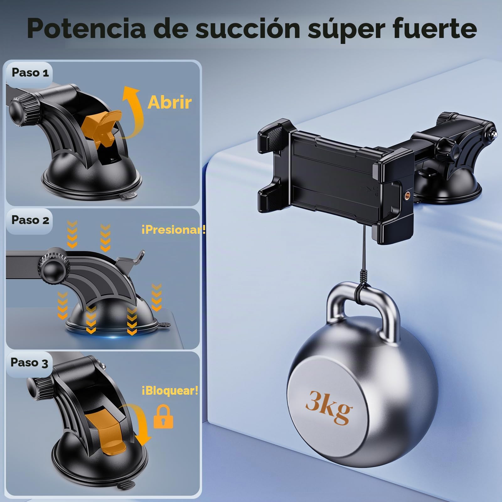 OHLPRO Soporte Tablet Coche, Rotación de 360 Grados Soporte iPad Salpicadero y Parabrisas, Ventosa Soporte Tablet para iPad/iPad Mini iPhone, Smartphones y Tablets 5-13" para Coche, Pared, Escritorio