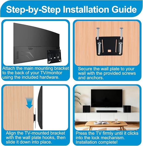 Monitor Wall Mount for 14-27 Inch TV Computer, Universal Fixed Low Profile Wall Bracket, VESA 75x75 100x100mm, Ultra Slim 12mm, Max 33lbs, Small TV Mount for RV Camper Office - 4